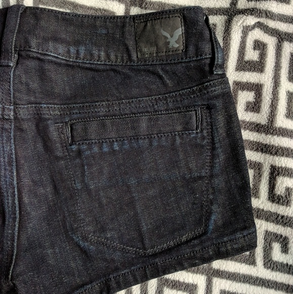 NWT AE black stitched design washed out shorts 00 - Picture 4 of 6